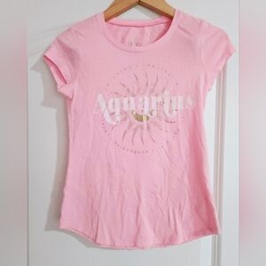 Justice Aquarius Zodiac Pink Tee